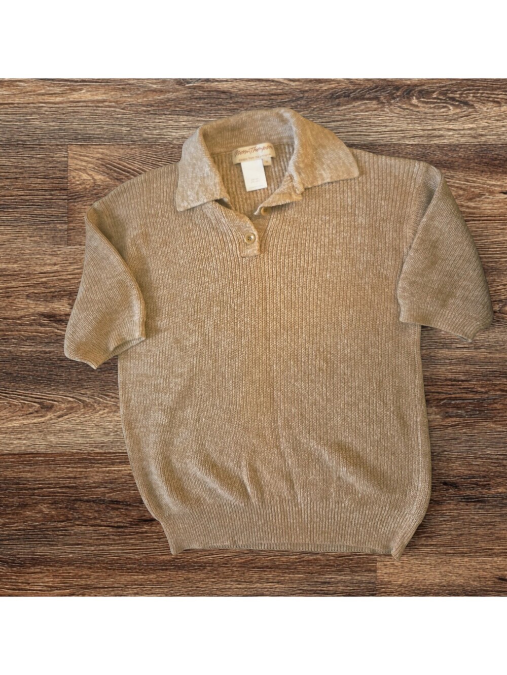 Vintage Norm Thompson Knit Polo Sweater Linen Blend Medium